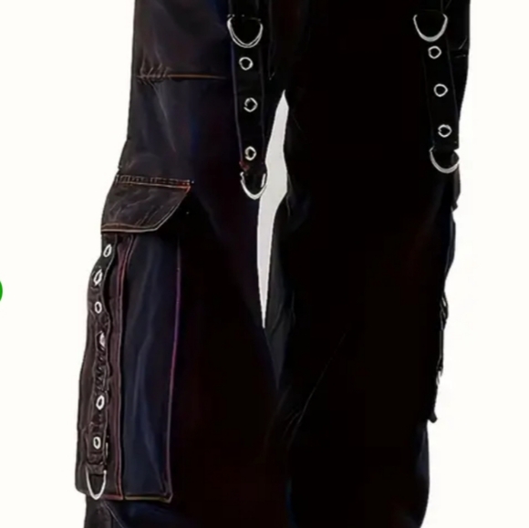 🧿Women's Gothic Strap Wide Leg Denim Pants - Picture 4 of 9